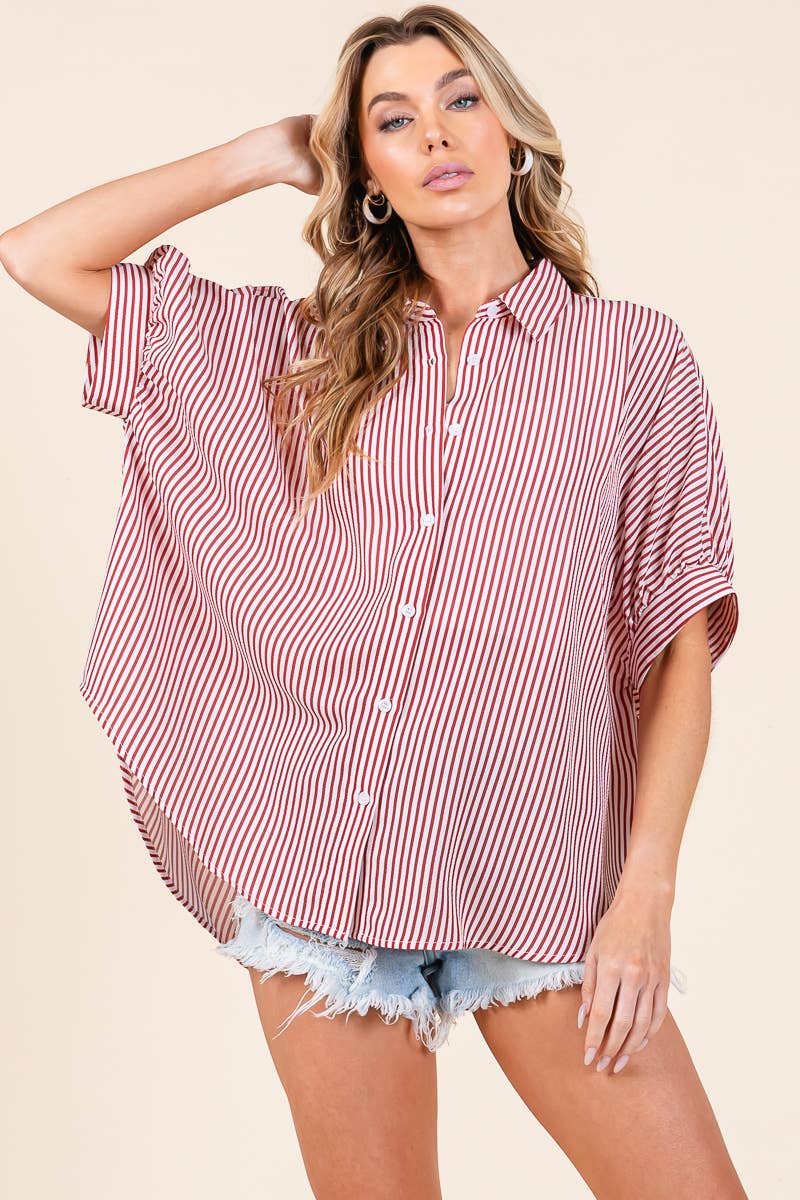 Meet Halfway (Red) Stripe Dolman Blouse