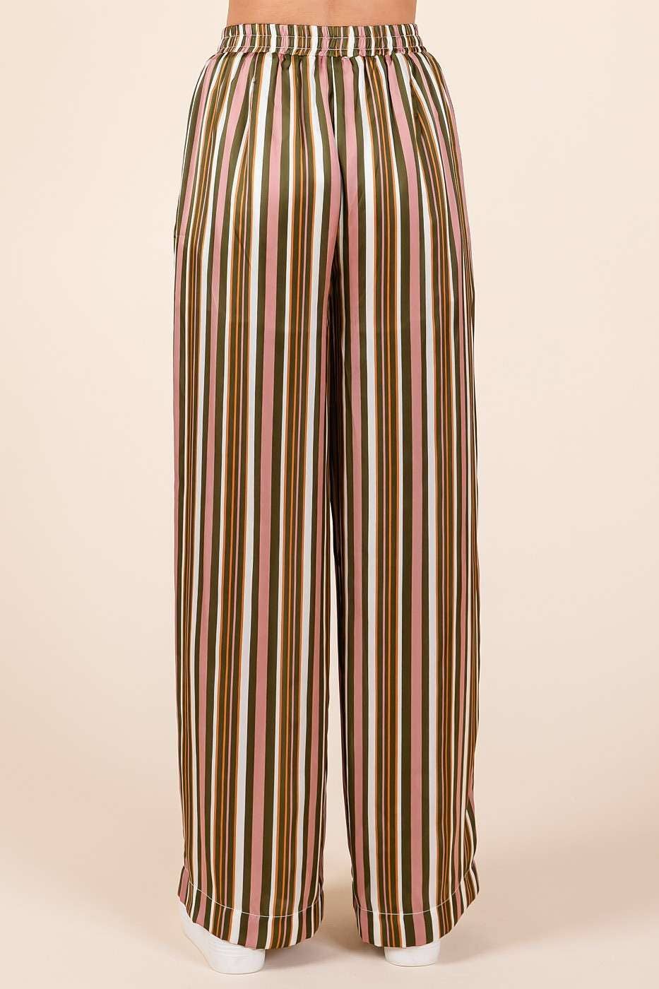 Seeing Stripes (Navy Multi) Satin Pants