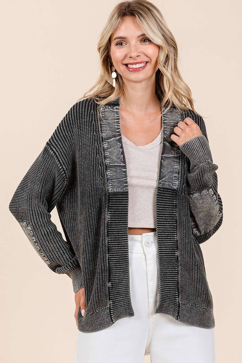 Miles Away (Black) Mineral Wash Cardigan