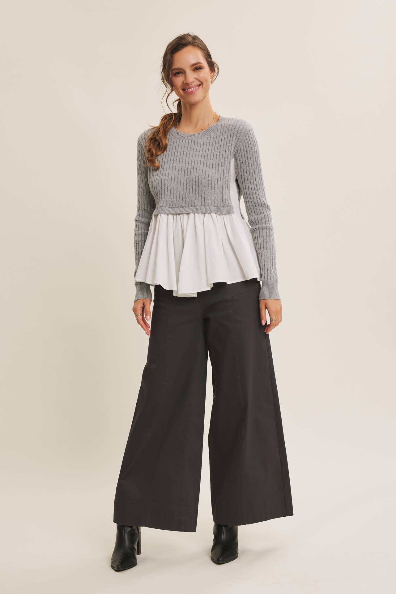 Truly Classic (H Grey) Layered Sweater Top