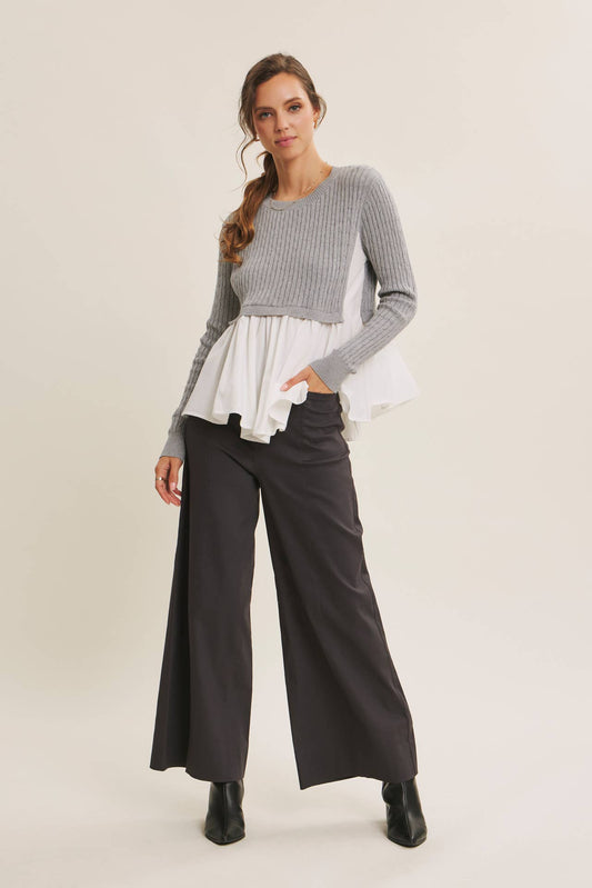 Truly Classic (H Grey) Layered Sweater Top