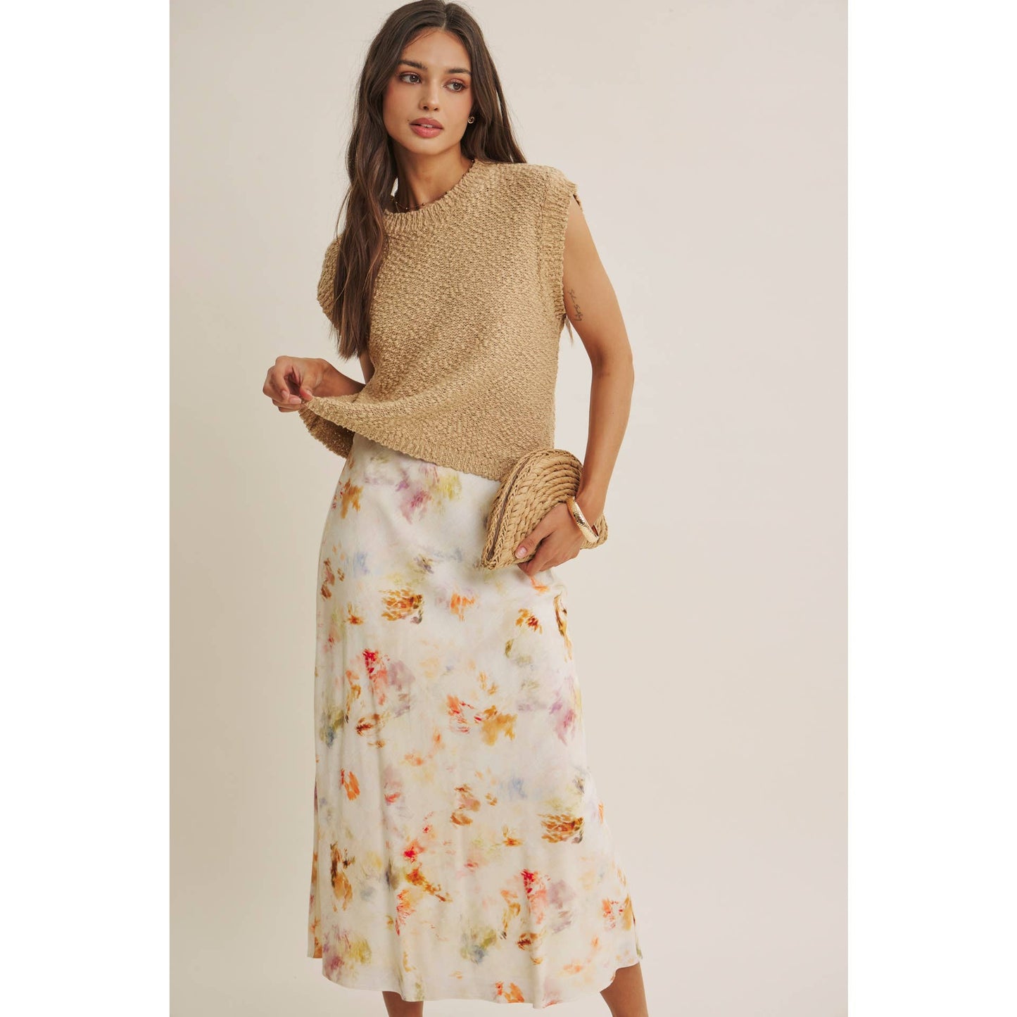 Good Impression Watercolor Midi Skirt