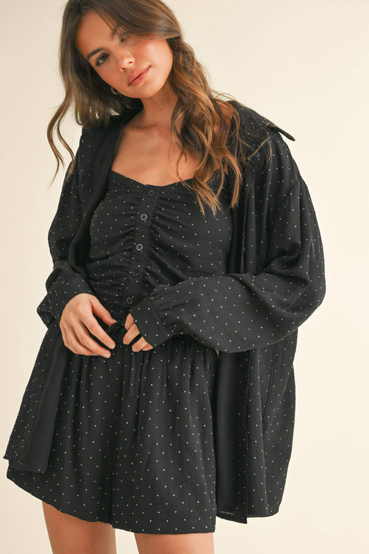 Hidden Gem Rhinestone Crinkled Blouse