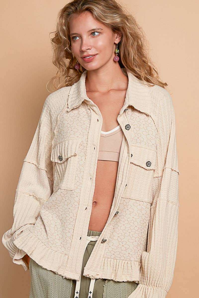 POL: Vanilla Vibes Lace Contrast Shacket