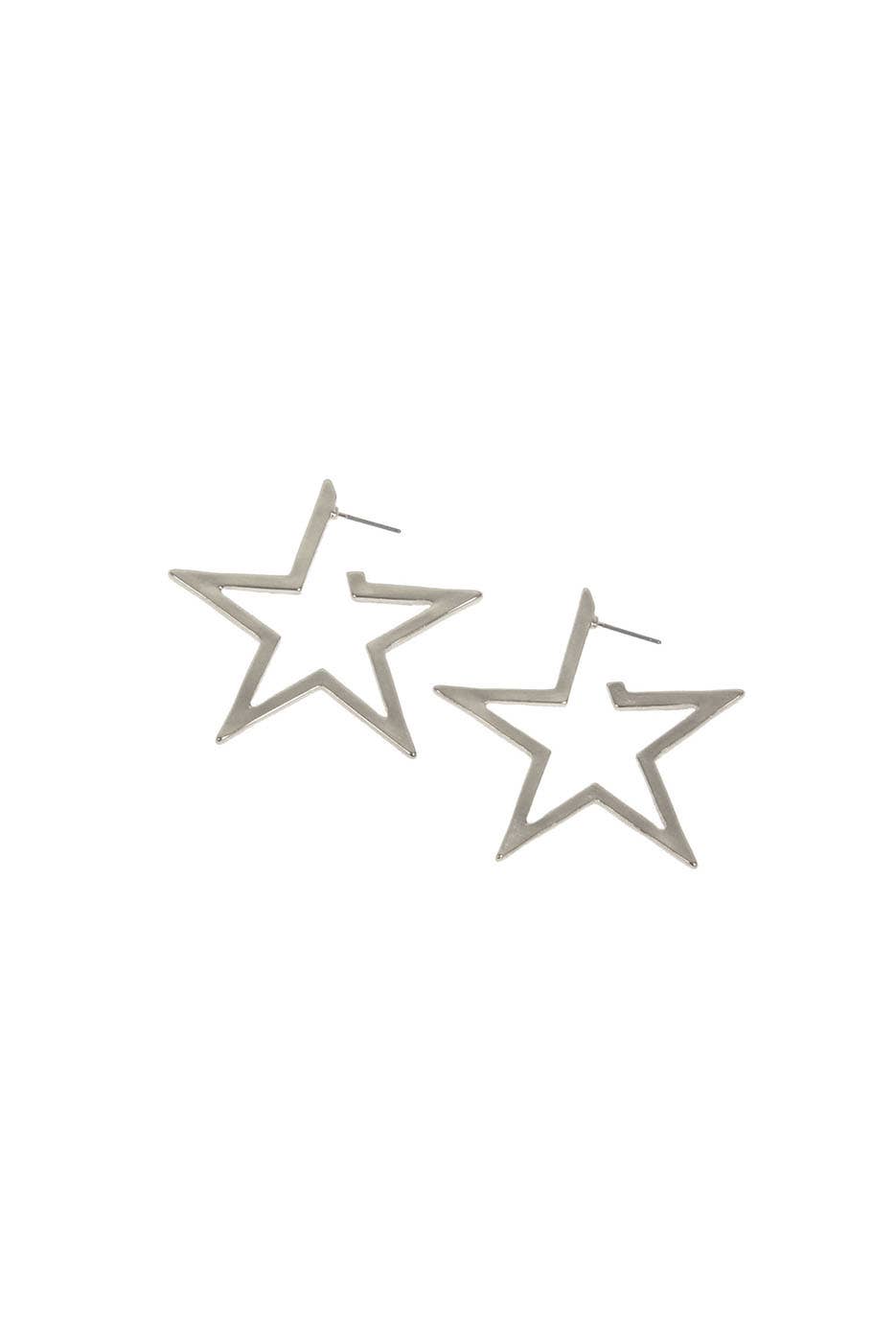 Silver Star Hoop Post Earring