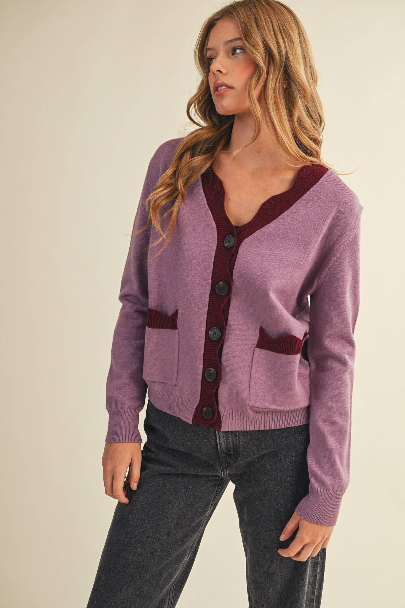 Love Spell Scallop Detail Cardigan