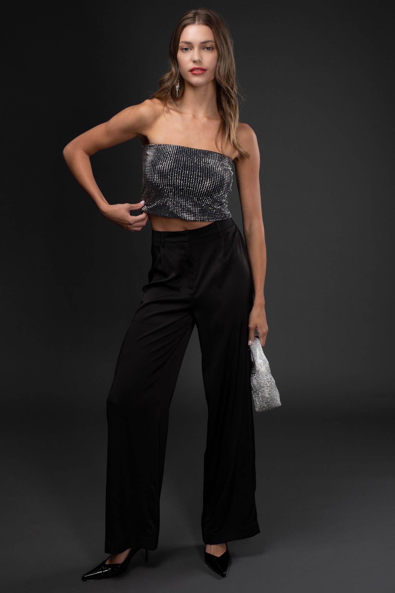 Hard To Get (Black) Satin Wide Leg Pants