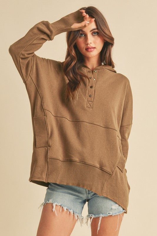 Vivi (Camel) Snap Front Pullover