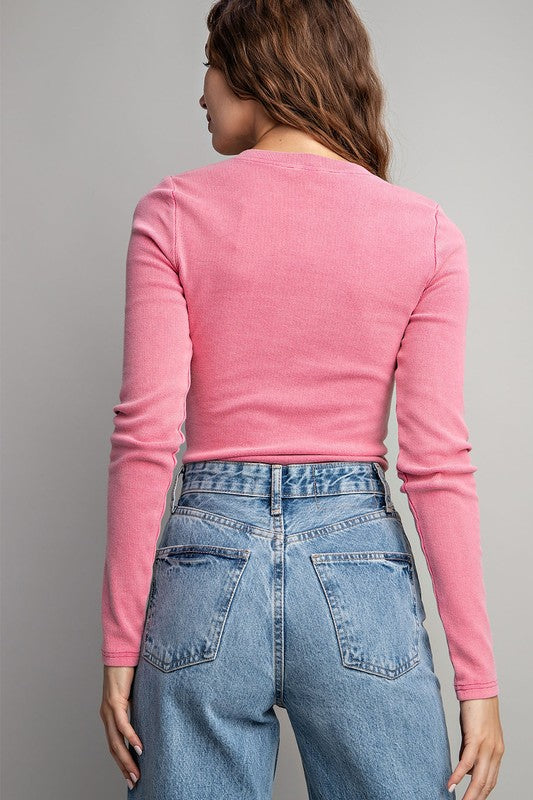 Journey On (Pink) Henley Bodysuit