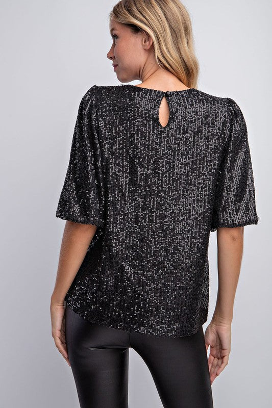 Shine On (Black) Sequin Top