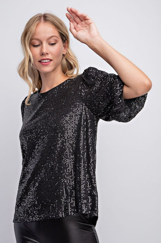 Shine On (Black) Sequin Top