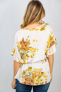 Fab Floral IVORY Ruffle Blouse