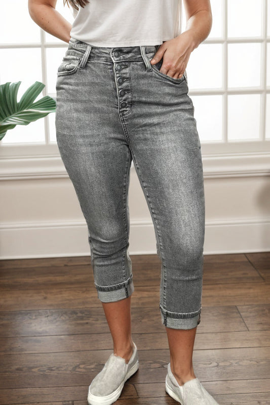 (Preorder) Dusty Charcoal - Judy Blue Capris