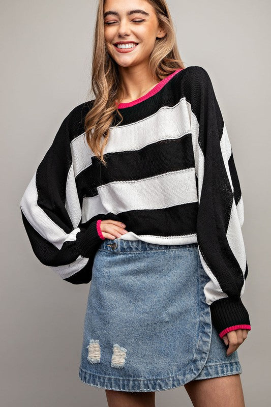 Twist Of Fate B/W Stripe Sweater