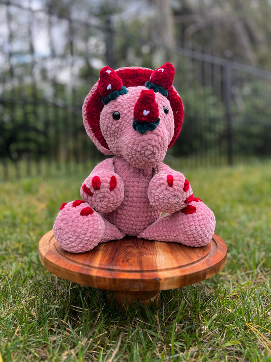 KelsMade Hand-Crocheted Strawberry Triceratops