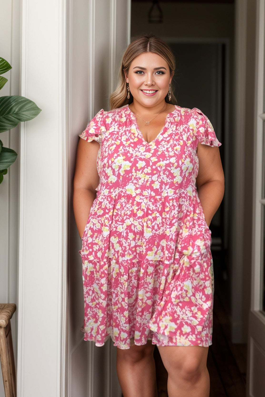 (Preorder) Floral Flirt Babydoll Dress, Pink (S-3XL)