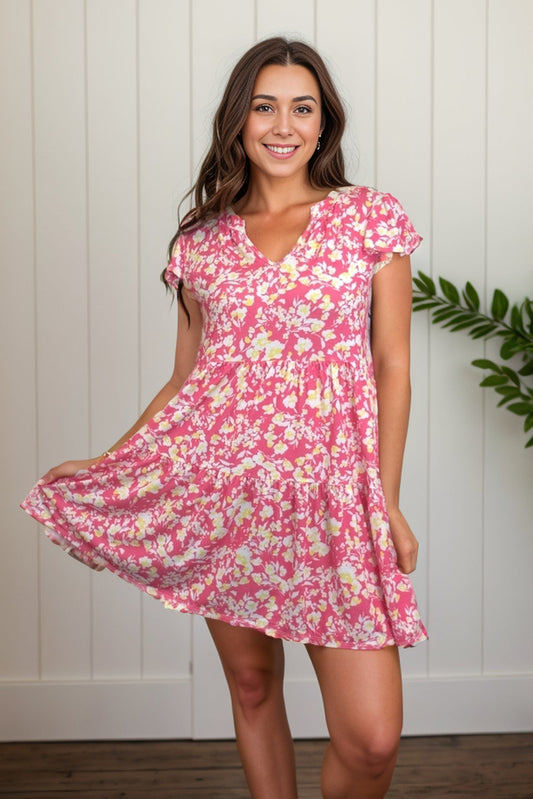 (Preorder) Floral Flirt Babydoll Dress, Pink (S-3XL)