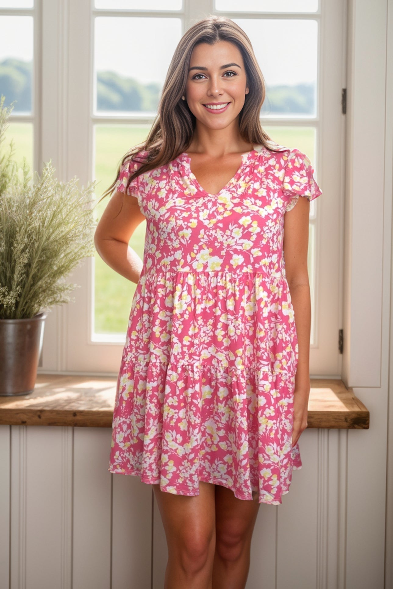 (Preorder) Floral Flirt Babydoll Dress, Pink (S-3XL)