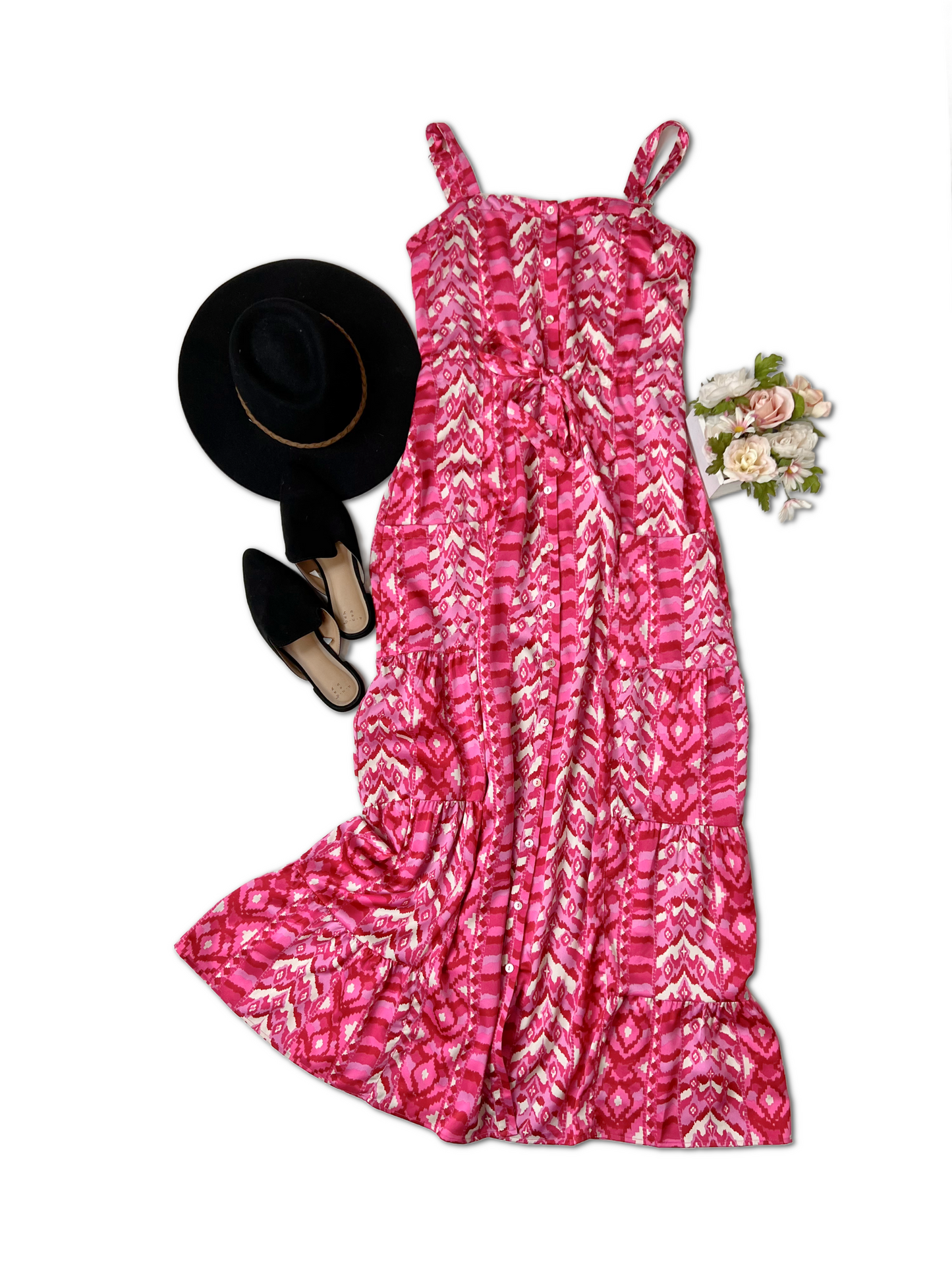 Abby Road (Hot Pink) Print Maxi Dress