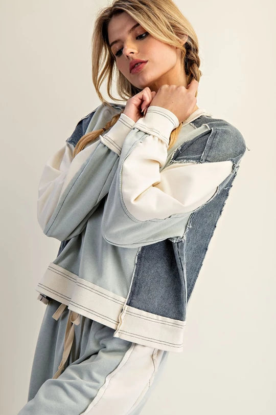 Sideline Sweetie (Sage) Denim Accent Top