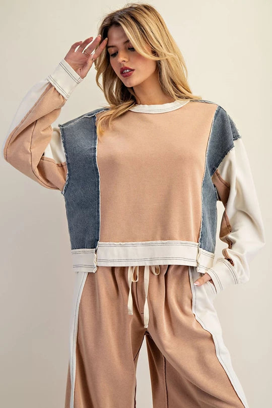 Sideline Sweetie (Cin) Denim Accent Top