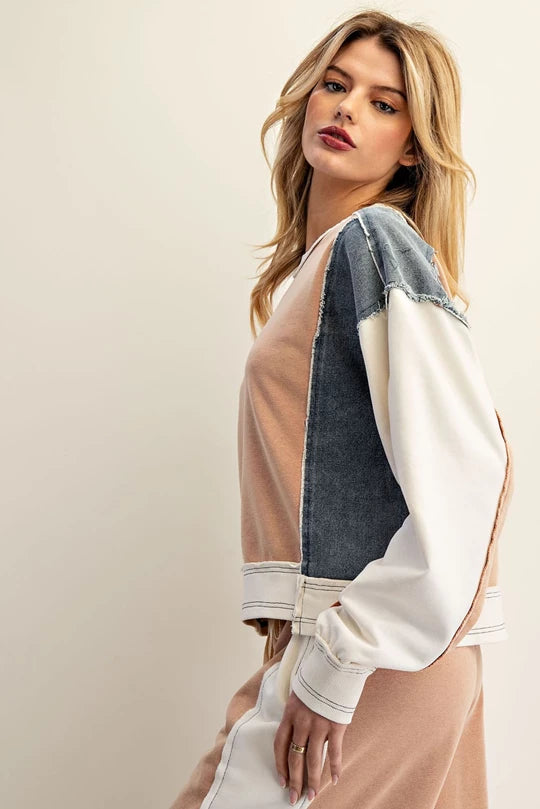 Sideline Sweetie (Cin) Denim Accent Top