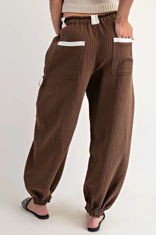 Starting Lineup (Brown) Striped Pants