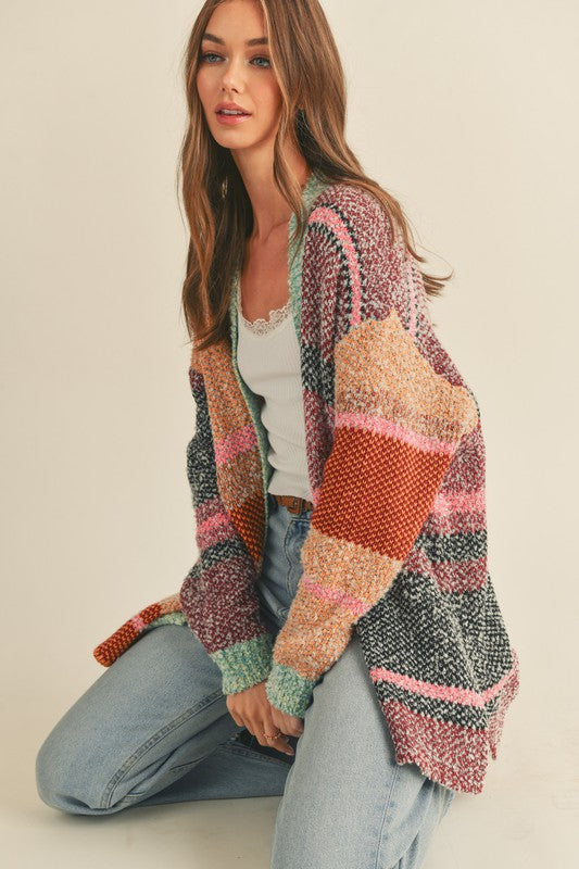 Colorful Past Oversized Open Cardigan