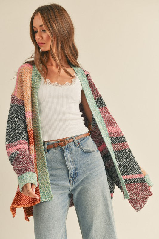 Colorful Past Oversized Open Cardigan