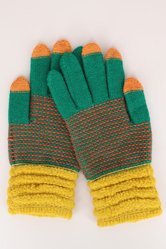 Multi Colorblock Knit Gloves
