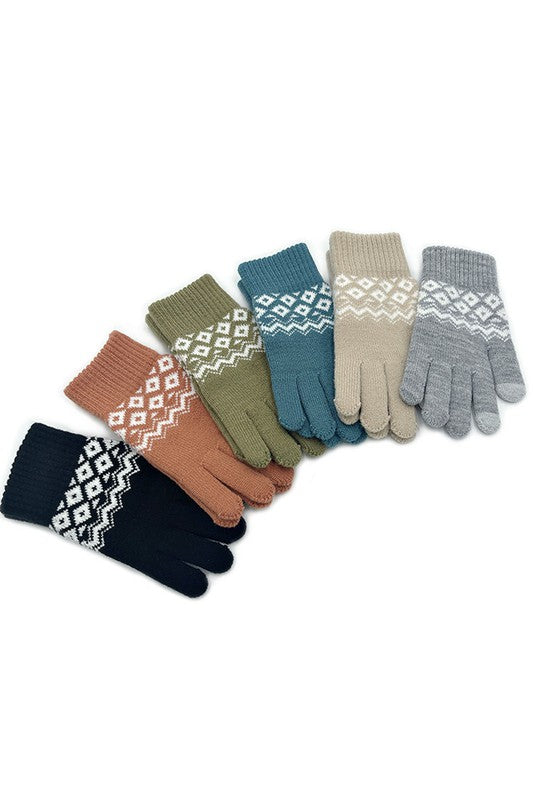 Geometric Knit Smart Touch Gloves