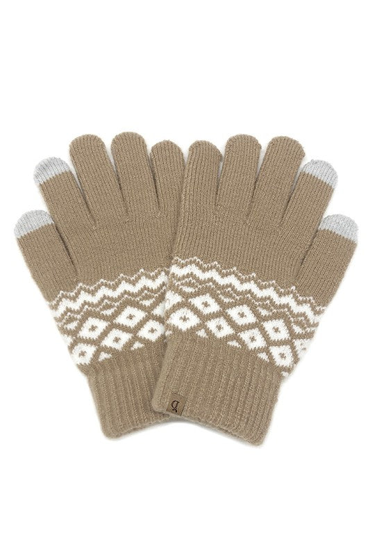 Geometric Knit Smart Touch Gloves