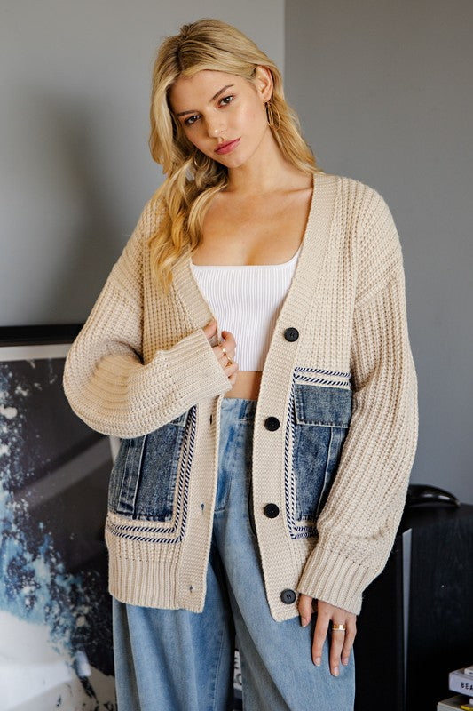 Strong Hold Denim Pocket Cardigan