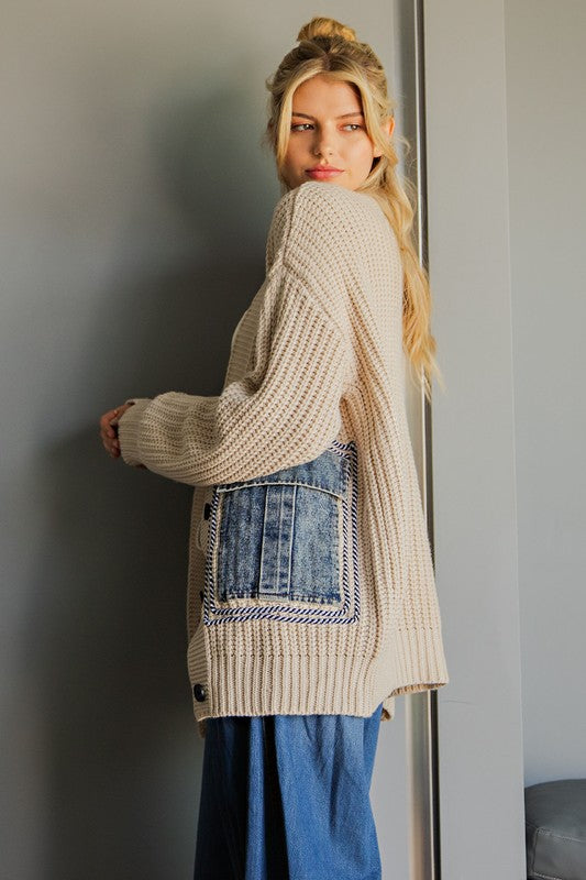 Strong Hold Denim Pocket Cardigan