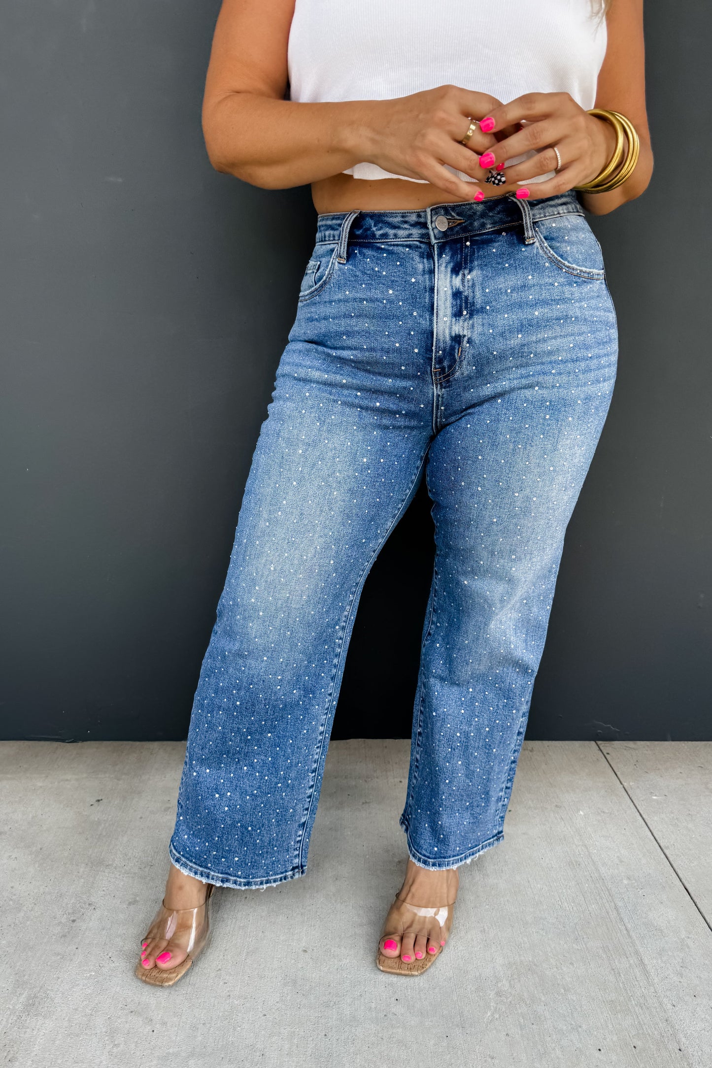 Rhinestone Cowgirl Mid Rise Jeans