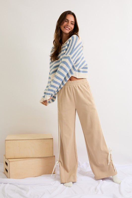 Good Sport (Taupe) Bow Detail Track Pants