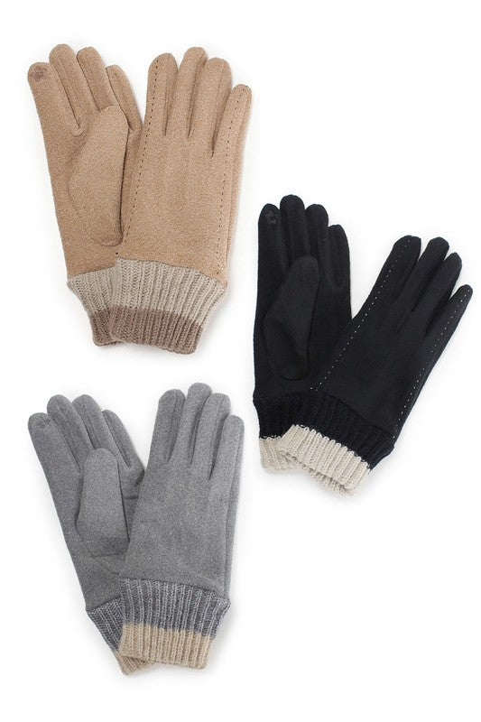 Two Tone Cuff Smart Touch Gloves