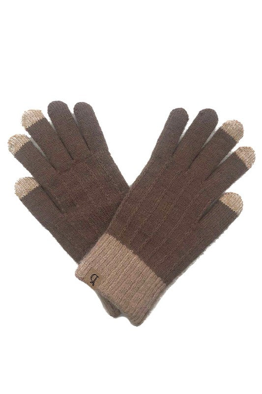 Textured Knit (Taupe) Smart Touch Gloves