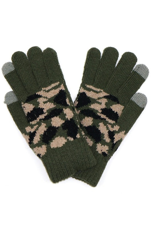 Camo (Olive) Knit Smart Touch Gloves