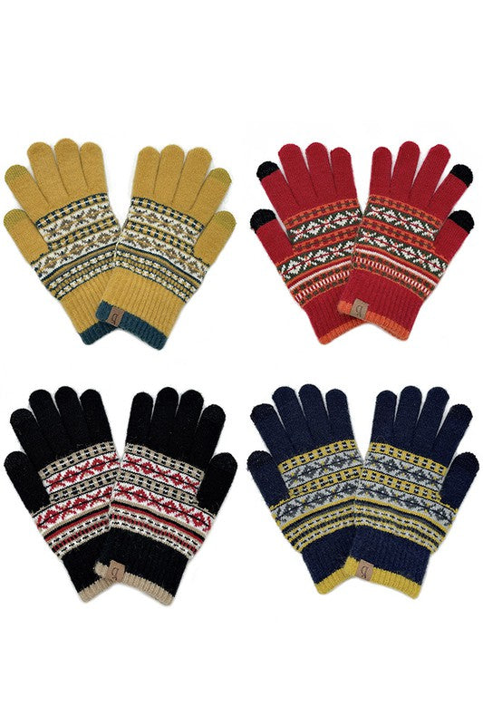 Fair Isle Knit Smart Touch Gloves