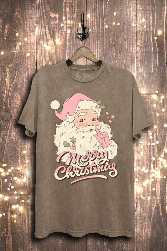 Merry Santa (Mocha) Vintage Wash Tee