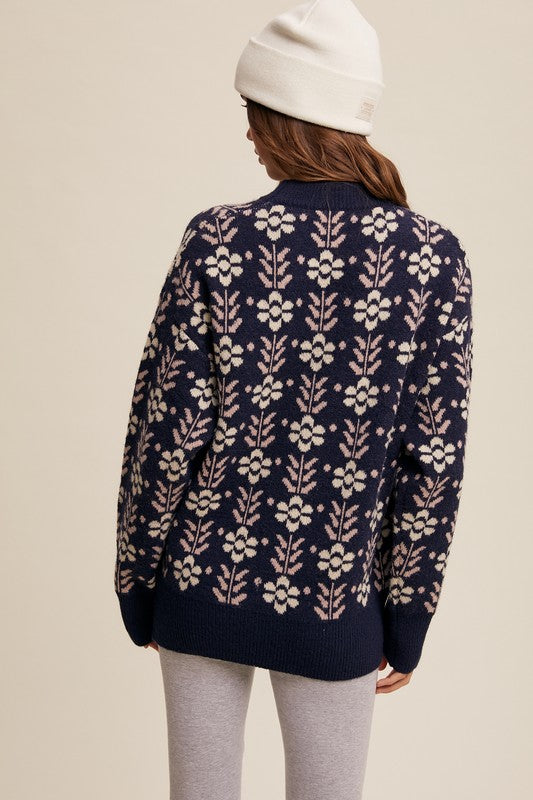 Vintage Appeal (Navy) Floral Sweater