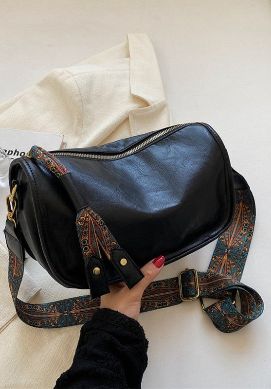 Hadley (Black) Paisley Strap Crossbody