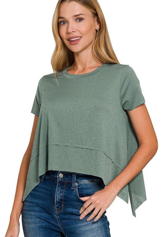 Giving Comfort (Jade) Side Slit SS Top