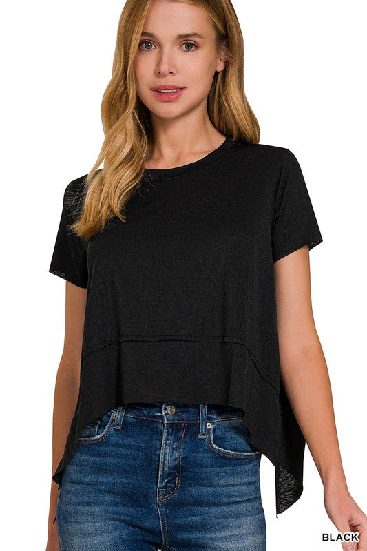 Giving Comfort (Black) Side Slit SS Top