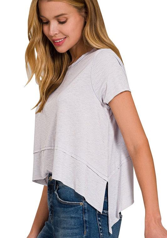 Giving Comfort (Lt Grey) Side Slit SS Top