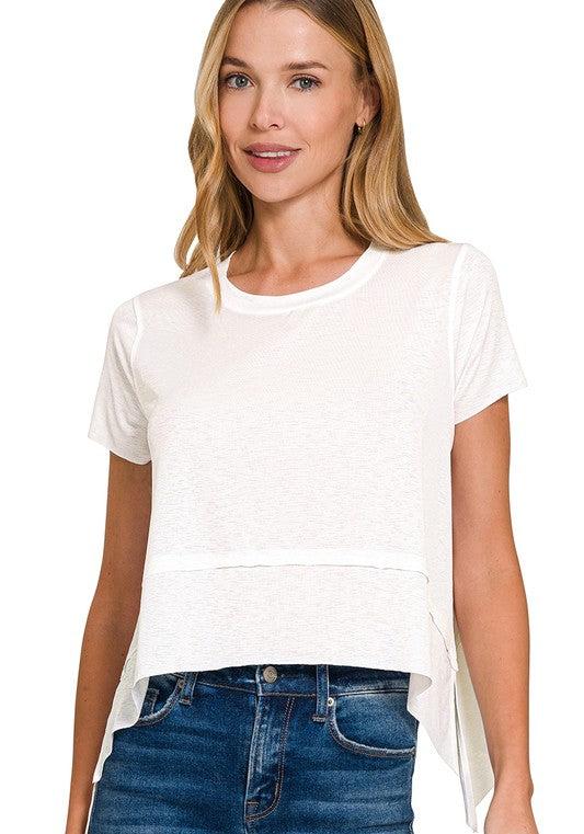 Giving Comfort (White) Side Slit SS Top