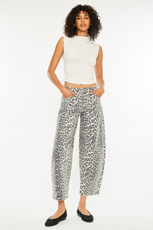 KanCan: Well Traveled Leopard Barrel Jean