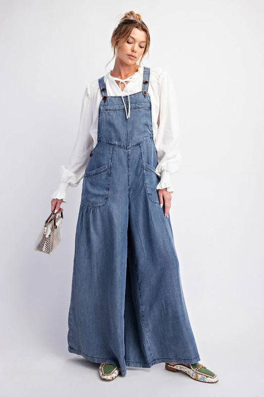 Moving On (Dark) Tencel Wide Leg Overalls