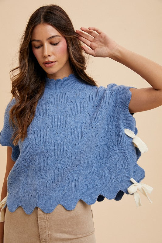 High Spirits (Blue) Scallop Sweater Vest
